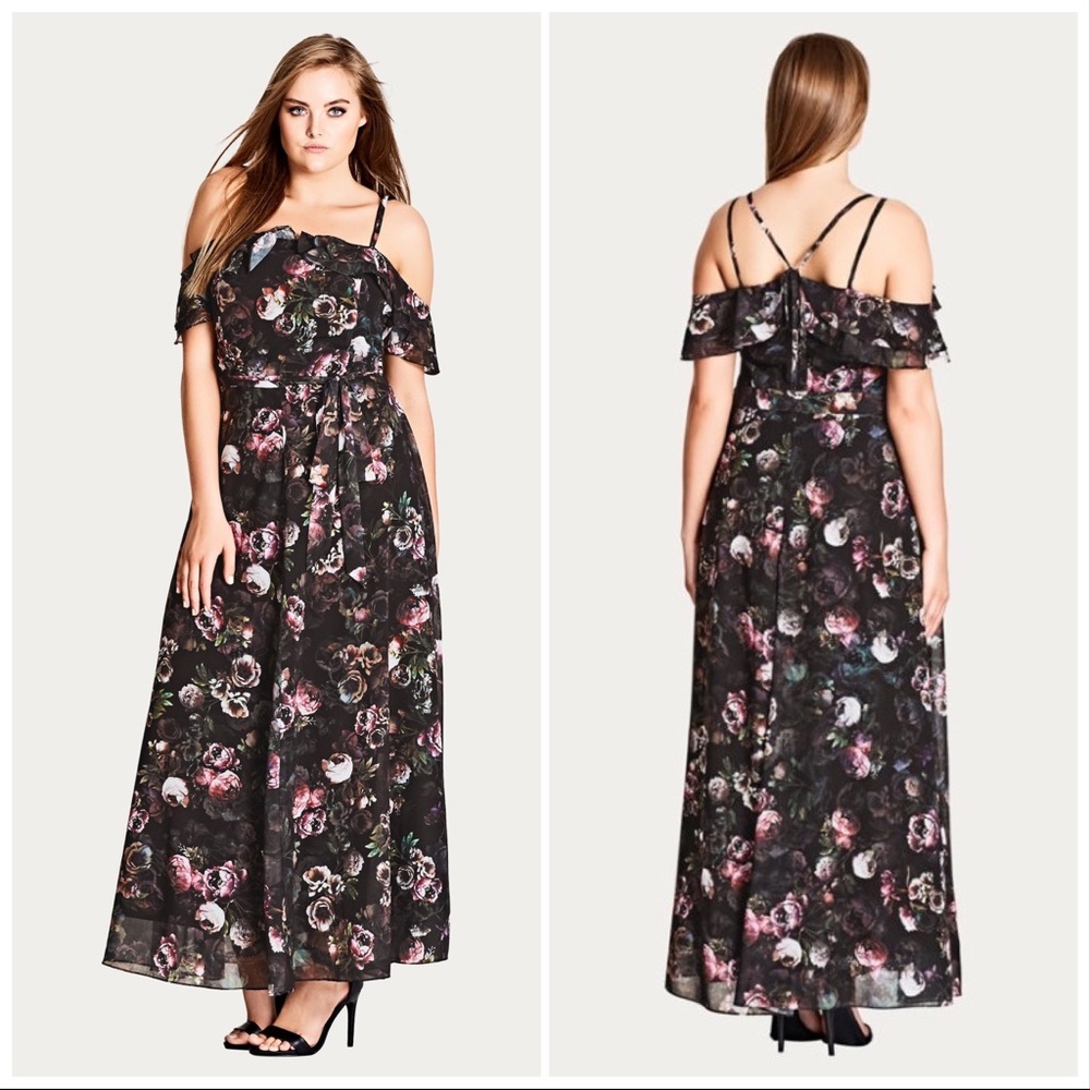 NWT City Chic Vintage Peony Maxi Dress